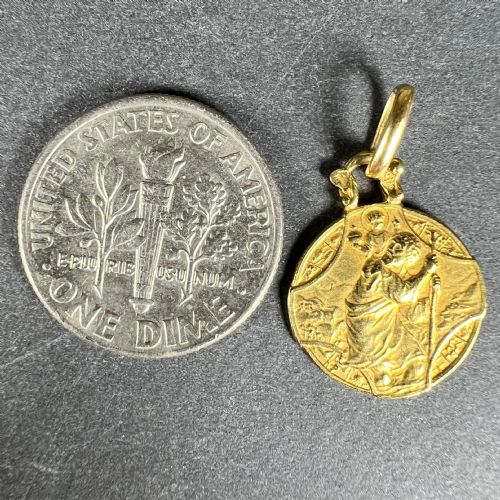 FRENCH ZODIAC SAINT CHRISTOPHER TRIUMPH OF SPEED 18K YELLOW GOLD CHARM PENDANT - ADDITIONAL PHOTO 9
