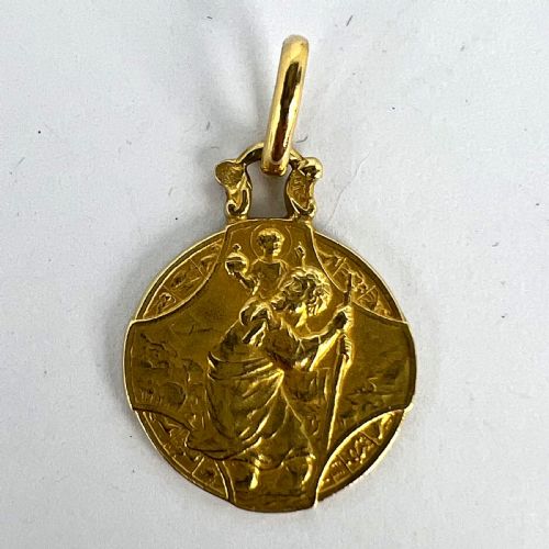 FRENCH ZODIAC SAINT CHRISTOPHER TRIUMPH OF SPEED 18K YELLOW GOLD CHARM PENDANT - ADDITIONAL PHOTO 10
