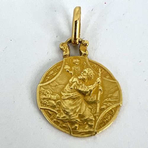 FRENCH ZODIAC SAINT CHRISTOPHER TRIUMPH OF SPEED 18K YELLOW GOLD CHARM PENDANT - ADDITIONAL PHOTO 11