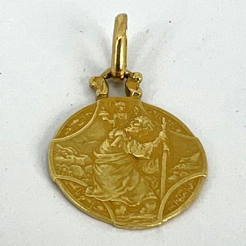 FRENCH ZODIAC SAINT CHRISTOPHER TRIUMPH OF SPEED 18K YELLOW GOLD CHARM PENDANT - ADDITIONAL PHOTO 12