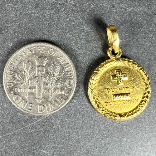 AUGIS FRENCH PLUS QUHIER MORE THAN YESTERDAY 18K YELLOW GOLD LOVE MEDAL PENDANT - ADDITIONAL PHOTO 9
