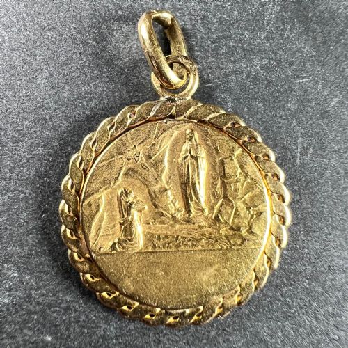 FRENCH VIRGIN MARY 18K YELLOW GOLD MEDAL PENDANT - ADDITIONAL PHOTO 2