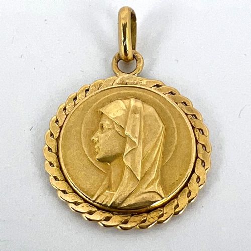 FRENCH VIRGIN MARY 18K YELLOW GOLD MEDAL PENDANT - ADDITIONAL PHOTO 11