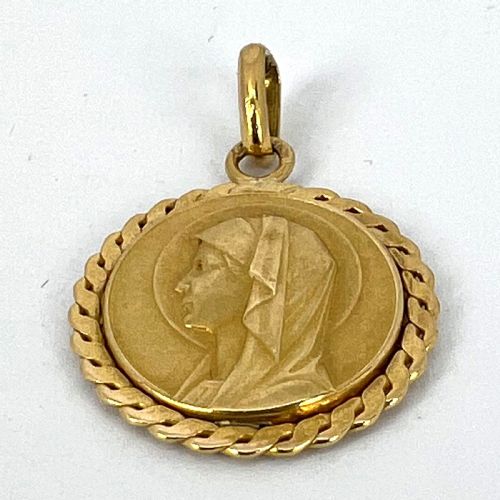 FRENCH VIRGIN MARY 18K YELLOW GOLD MEDAL PENDANT - ADDITIONAL PHOTO 12