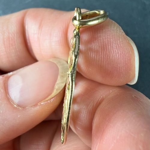 FRENCH TOUJOURS LOVE MISTLETOE IVY 18K YELLOW GOLD CHARM PENDANT - ADDITIONAL PHOTO 7