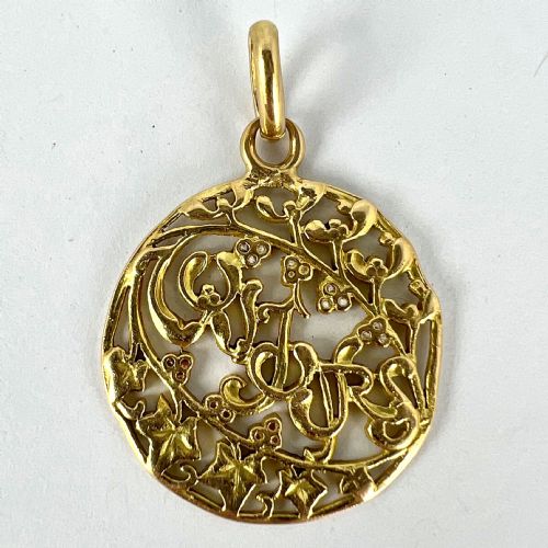 FRENCH TOUJOURS LOVE MISTLETOE IVY 18K YELLOW GOLD CHARM PENDANT - ADDITIONAL PHOTO 11
