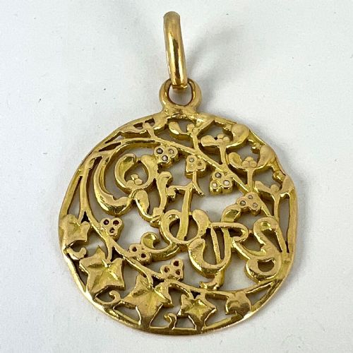 FRENCH TOUJOURS LOVE MISTLETOE IVY 18K YELLOW GOLD CHARM PENDANT - ADDITIONAL PHOTO 12