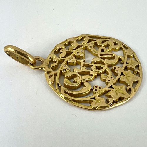 FRENCH TOUJOURS LOVE MISTLETOE IVY 18K YELLOW GOLD CHARM PENDANT - ADDITIONAL PHOTO 14