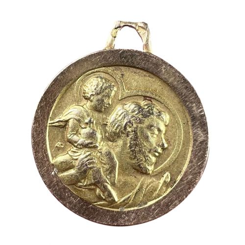 VINTAGE FRENCH ST CHRISTOPHER 18K YELLOW GOLD CHARM PENDANT