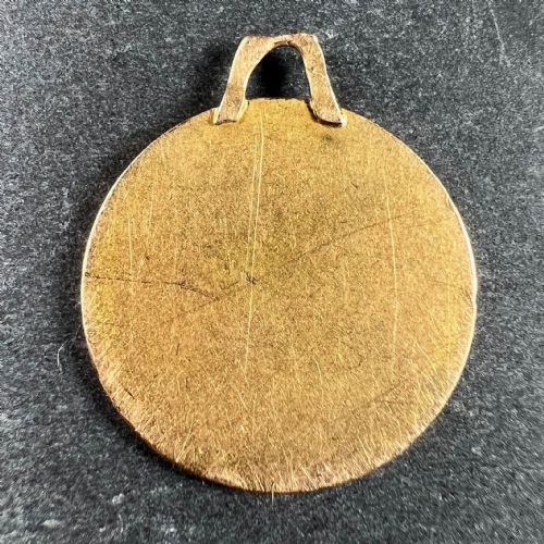 VINTAGE FRENCH ST CHRISTOPHER 18K YELLOW GOLD CHARM PENDANT - ADDITIONAL PHOTO 2
