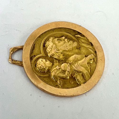 VINTAGE FRENCH ST CHRISTOPHER 18K YELLOW GOLD CHARM PENDANT - ADDITIONAL PHOTO 12
