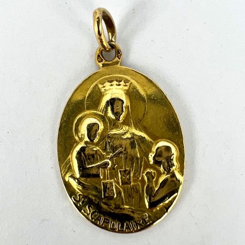 FRENCH ST SCAPULAIRE MADONNA JESUS SACRED HEART 18K YELLOW GOLD MEDAL PENDANT - ADDITIONAL PHOTO 10