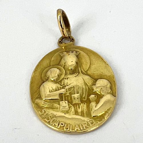 FRENCH ST SCAPULAIRE MADONNA JESUS SACRED HEART 18K YELLOW GOLD MEDAL PENDANT - ADDITIONAL PHOTO 12