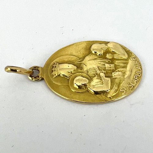 FRENCH ST SCAPULAIRE MADONNA JESUS SACRED HEART 18K YELLOW GOLD MEDAL PENDANT - ADDITIONAL PHOTO 13