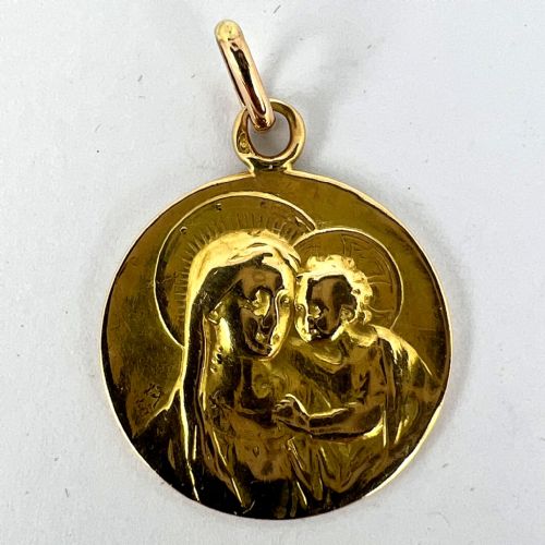 FRENCH MADONNA AND CHILD 18K YELLOW GOLD MEDAL PENDANT - ADDITIONAL PHOTO 10