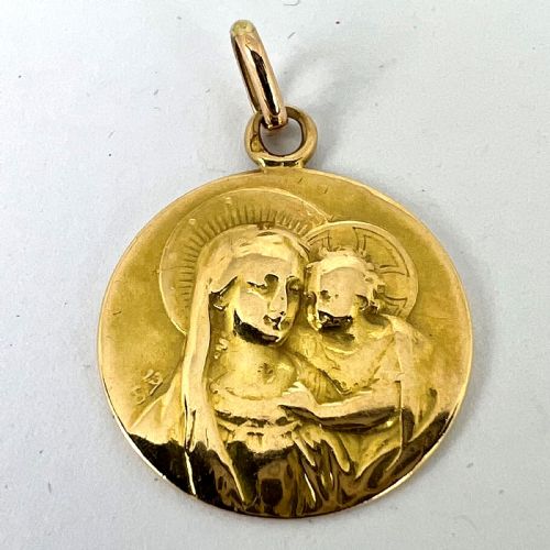 FRENCH MADONNA AND CHILD 18K YELLOW GOLD MEDAL PENDANT - ADDITIONAL PHOTO 11