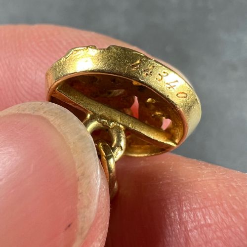 ART NOUVEAU FRENCH MISTLETOE LEAVES 18K YELLOW GOLD CUFFLINKS - ADDITIONAL PHOTO 3