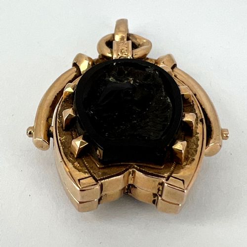 HORSESHOE ONYX HORSE CAMEO 18K ROSE GOLD PENDANT LOCKET - ADDITIONAL PHOTO 17