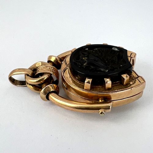 HORSESHOE ONYX HORSE CAMEO 18K ROSE GOLD PENDANT LOCKET - ADDITIONAL PHOTO 19
