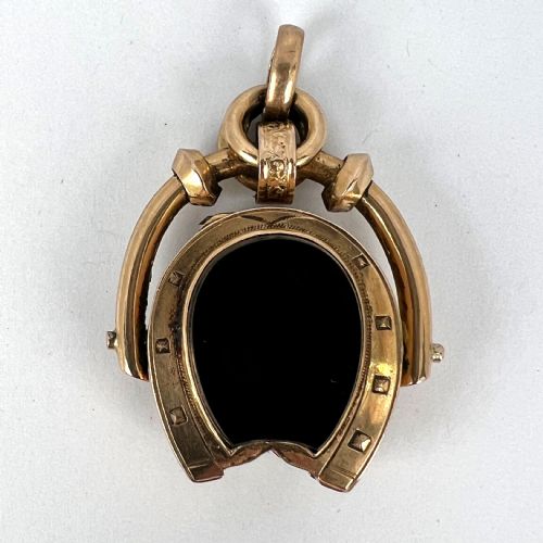 HORSESHOE ONYX HORSE CAMEO 18K ROSE GOLD PENDANT LOCKET - ADDITIONAL PHOTO 20