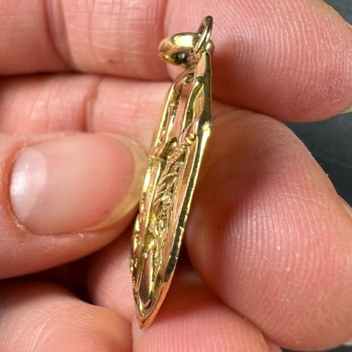 GOOD LUCK 13 HERMES WHEEL CARDS CLOVER 18K YELLOW GOLD LUCKY CHARM PENDANT - ADDITIONAL PHOTO 7