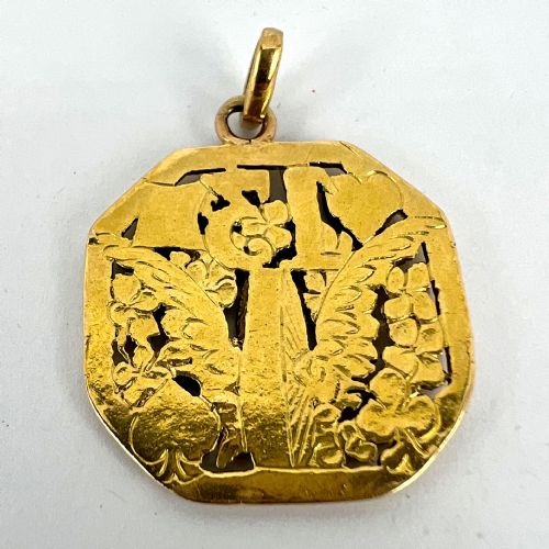GOOD LUCK 13 HERMES WHEEL CARDS CLOVER 18K YELLOW GOLD LUCKY CHARM PENDANT - ADDITIONAL PHOTO 15