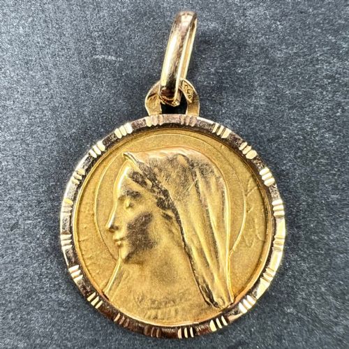 FRENCH PERRIAT VIRGIN MARY 18K YELLOW GOLD PENDANT CHARM - ADDITIONAL PHOTO 1