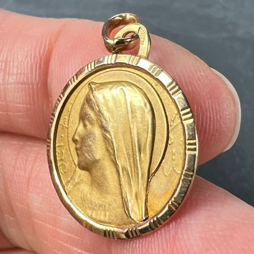 FRENCH PERRIAT VIRGIN MARY 18K YELLOW GOLD PENDANT CHARM - ADDITIONAL PHOTO 7
