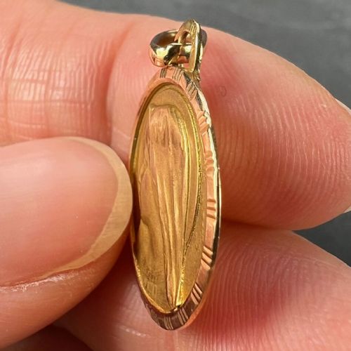 FRENCH PERRIAT VIRGIN MARY 18K YELLOW GOLD PENDANT CHARM - ADDITIONAL PHOTO 8