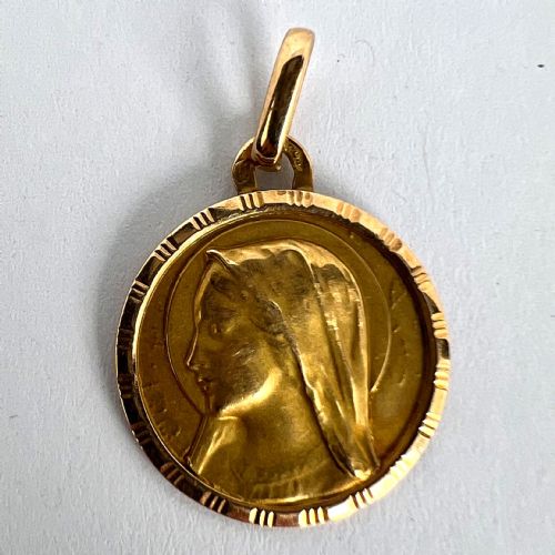 FRENCH PERRIAT VIRGIN MARY 18K YELLOW GOLD PENDANT CHARM - ADDITIONAL PHOTO 12