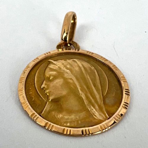 FRENCH PERRIAT VIRGIN MARY 18K YELLOW GOLD PENDANT CHARM - ADDITIONAL PHOTO 14