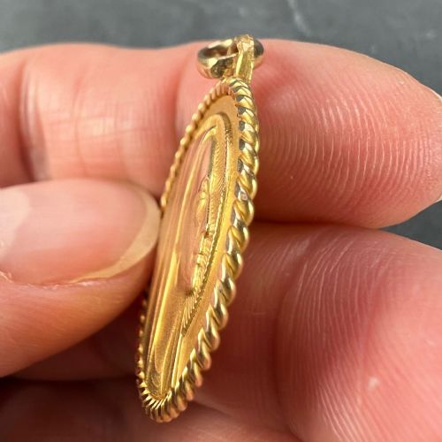 FRENCH SERRAZ VIRGIN MARY 18K YELLOW GOLD MEDAL PENDANT - ADDITIONAL PHOTO 7