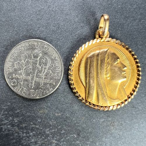 FRENCH SERRAZ VIRGIN MARY 18K YELLOW GOLD MEDAL PENDANT - ADDITIONAL PHOTO 9