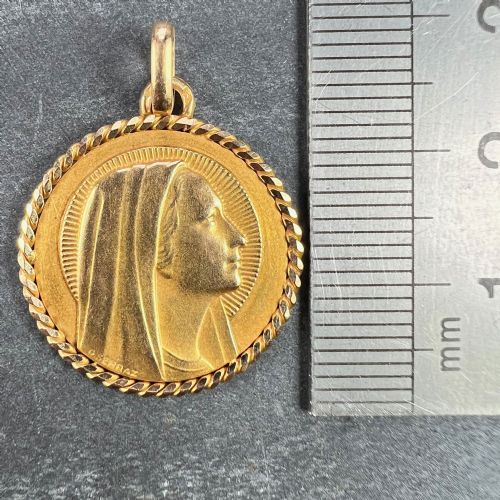 FRENCH SERRAZ VIRGIN MARY 18K YELLOW GOLD MEDAL PENDANT - ADDITIONAL PHOTO 10