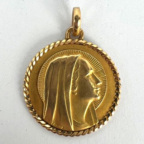 FRENCH SERRAZ VIRGIN MARY 18K YELLOW GOLD MEDAL PENDANT - ADDITIONAL PHOTO 11