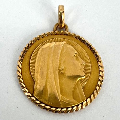 FRENCH SERRAZ VIRGIN MARY 18K YELLOW GOLD MEDAL PENDANT - ADDITIONAL PHOTO 12