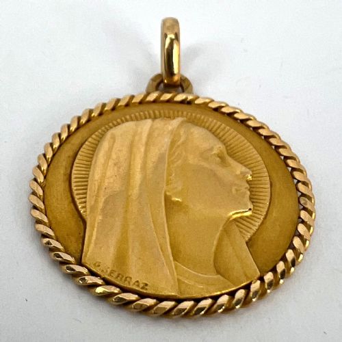 FRENCH SERRAZ VIRGIN MARY 18K YELLOW GOLD MEDAL PENDANT - ADDITIONAL PHOTO 13