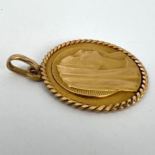 FRENCH SERRAZ VIRGIN MARY 18K YELLOW GOLD MEDAL PENDANT - ADDITIONAL PHOTO 14