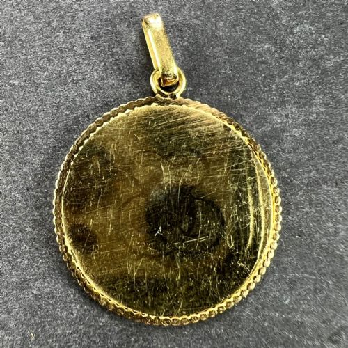 FRENCH DROPSY VIRGIN MARY 18K YELLOW GOLD MEDAL PENDANT - ADDITIONAL PHOTO 2