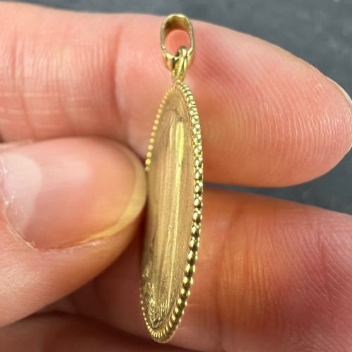 FRENCH DROPSY VIRGIN MARY 18K YELLOW GOLD MEDAL PENDANT - ADDITIONAL PHOTO 6