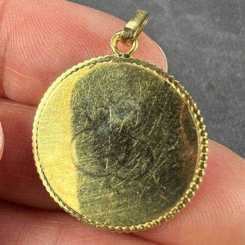 FRENCH DROPSY VIRGIN MARY 18K YELLOW GOLD MEDAL PENDANT - ADDITIONAL PHOTO 7