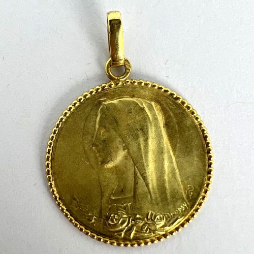 FRENCH DROPSY VIRGIN MARY 18K YELLOW GOLD MEDAL PENDANT - ADDITIONAL PHOTO 10