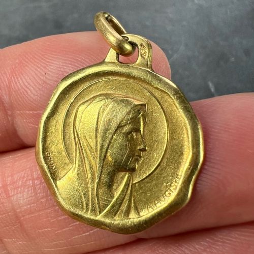 AUGIS GRUN FRENCH VIRGIN MARY 18K YELLOW GOLD CHARM PENDANT - ADDITIONAL PHOTO 8