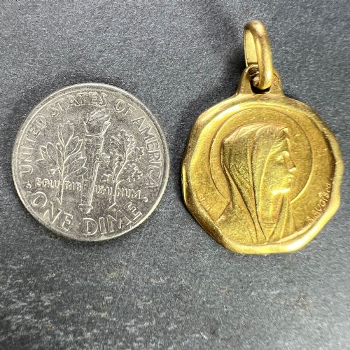 AUGIS GRUN FRENCH VIRGIN MARY 18K YELLOW GOLD CHARM PENDANT - ADDITIONAL PHOTO 14