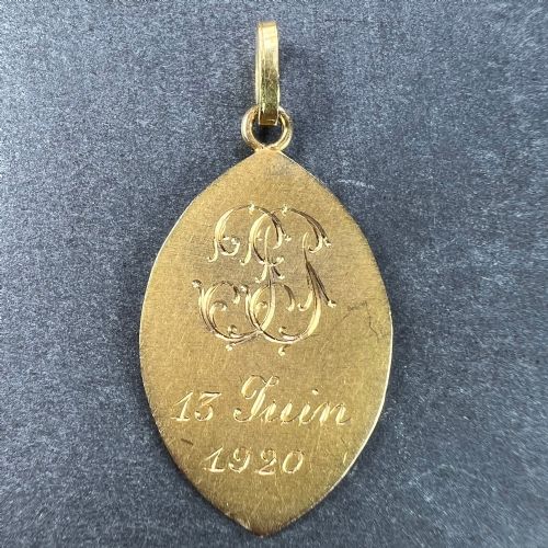 FRENCH DROPSY VIRGIN MARY 18K YELLOW GOLD CHARM PENDANT - ADDITIONAL PHOTO 2