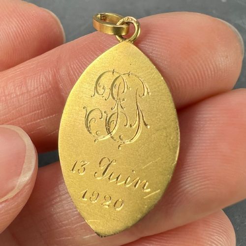 FRENCH DROPSY VIRGIN MARY 18K YELLOW GOLD CHARM PENDANT - ADDITIONAL PHOTO 6