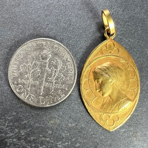 FRENCH DROPSY VIRGIN MARY 18K YELLOW GOLD CHARM PENDANT - ADDITIONAL PHOTO 10