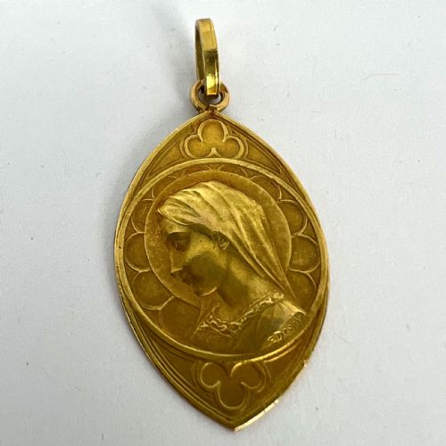 FRENCH DROPSY VIRGIN MARY 18K YELLOW GOLD CHARM PENDANT - ADDITIONAL PHOTO 12