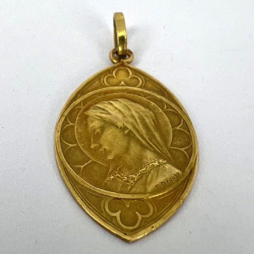 FRENCH DROPSY VIRGIN MARY 18K YELLOW GOLD CHARM PENDANT - ADDITIONAL PHOTO 13