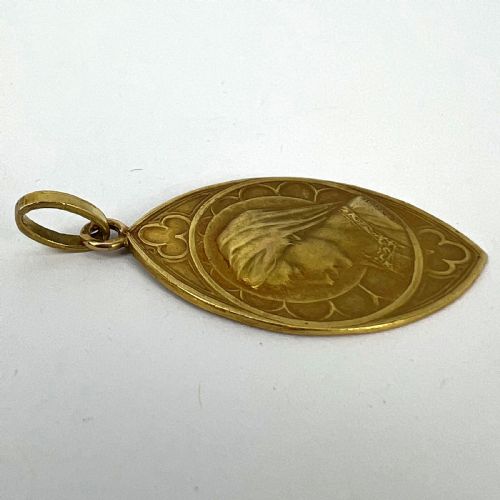 FRENCH DROPSY VIRGIN MARY 18K YELLOW GOLD CHARM PENDANT - ADDITIONAL PHOTO 14